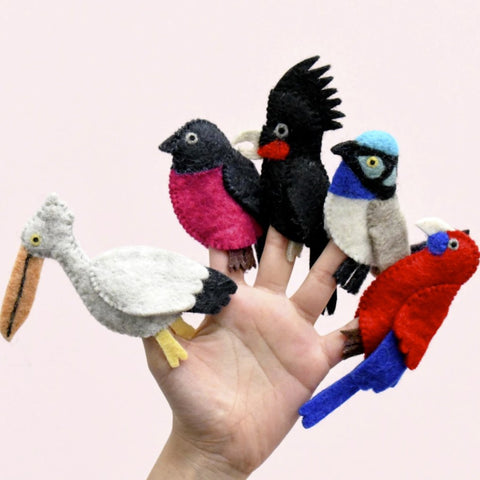 Australian Colourful Birds Finger Puppet Set - Premium and Unique gift animals, felttoys, fingerpuppet, forkids, handmade, taratreasures, toddler, toytogo Pretend Play from Taratreasures - Shop now at AU family concept store Mommy's Pouch