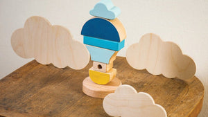 Balloon & Cloud Stacking Toy - Premium and Unique gift animiwoodworkshop, balloon, cloud, greece, handmade, montessoritoy, sensorytoy, stackingtoy, toddler, woodentoy Wooden Toys from Animi Wood Workshop - Shop now at AU family concept store Mommy's Pouch