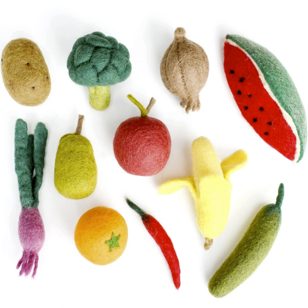 Felt Vegetables and Fruits Set 11 pieces - Premium and Unique gift felttoy, fruit, handmade, pretendplay, taratreasures, toddler, vegetable Pretend Play from Taratreasures - Shop now at AU family concept store Mommy's Pouch