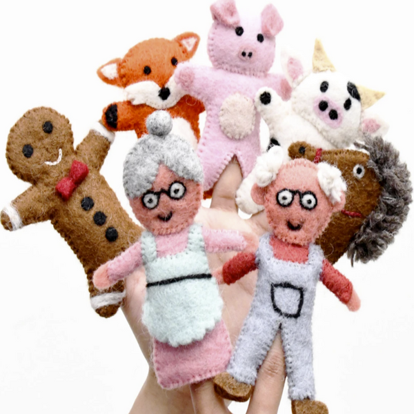Gingerbread Man Story Finger Puppet Set - Premium and Unique gift felttoy, fingerpuppet, forkids, handmade, storytime, taratreasures, toddler Pretend Play from Taratreasures - Shop now at AU family concept store Mommy's Pouch